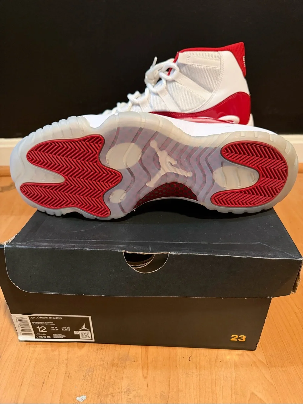 Jordan Men’s Retro 11 High Top Sneakers - White/Red
